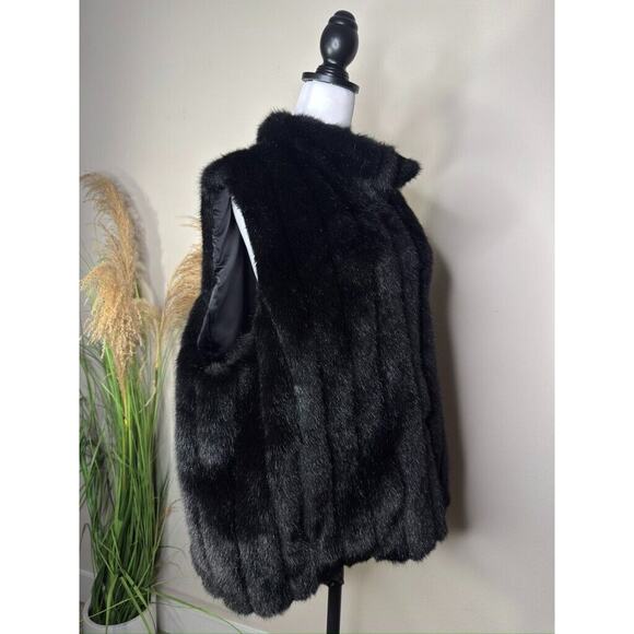 Donna Salyers Fabulous Furs Vest Women's XL Black Boho Faux Pockets Chic Glam - Picture 5 of 9